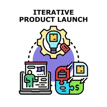 Iterative product launch developing new business strategy Stock Illustration