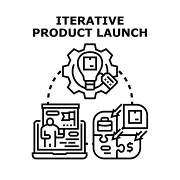 Iterative product launch developing new business strategy Stock Illustration
