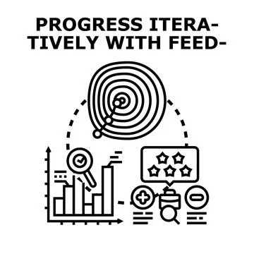 Iterative progress with feedback and data analysis Stock Illustration