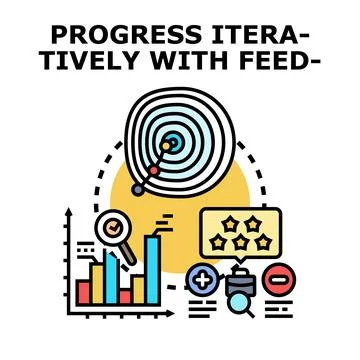 Iterative progress with feedback and data analysis Stock Illustration