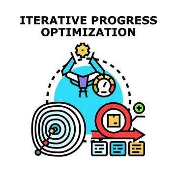 Iterative progress optimization concept improving business efficiency Stock Illustration