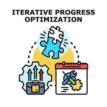 Iterative progress optimization improving business development strategy Stock Illustration