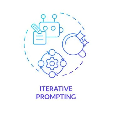 Iterative prompting blue gradient concept icon Stock Illustration