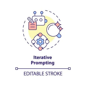 Iterative prompting multi color concept icon Stockillustratie