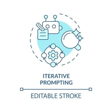 Iterative prompting soft blue concept icon Stockillustratie