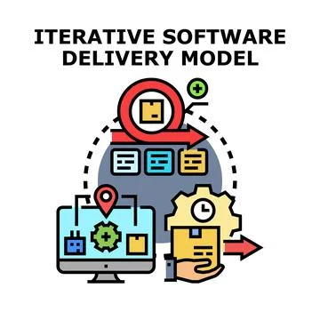 Iterative software delivery model concept process Illustrazione stock