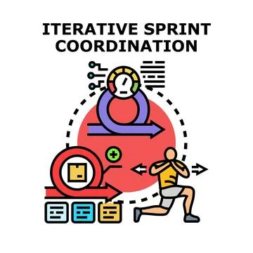 Iterative sprint coordination in agile development process Stockillustratie