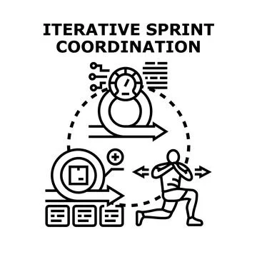 Iterative sprint coordination in agile development process Illustrazione stock