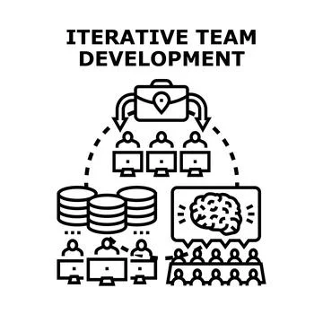 Iterative team development process with business collaboration Ilustração Stock
