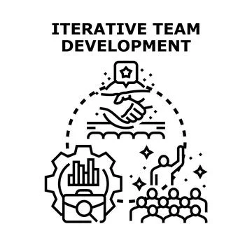 Iterative team development process with collaboration and agile methodology イラスト素材