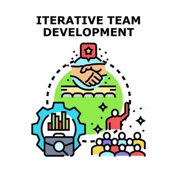 Iterative team development process with collaboration and agile methodology Stockillustratie