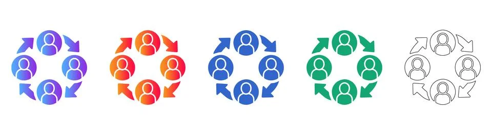 Iterative Team Process Cycle Icons Stock-Illustration