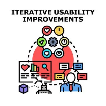 Iterative usability improvements digital design process concept Stock Illustration