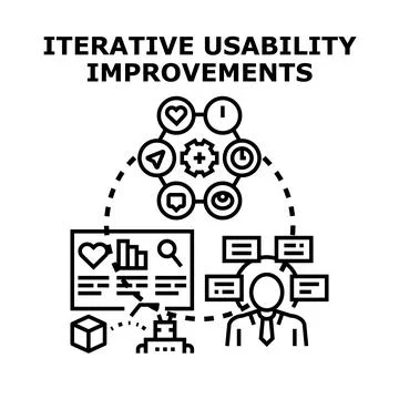 Iterative usability improvements digital design process concept Stock Illustration