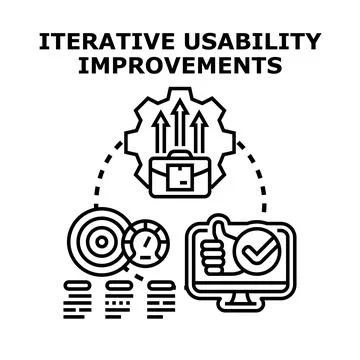 Iterative usability improvements process optimizing user experience Illustrazione stock