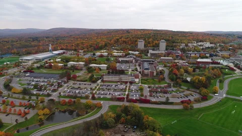 Ithaca College Peak Fall Foliage Drone Video 4K Video stock 228792339