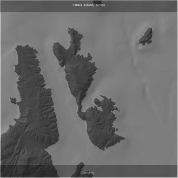Ithaca Island, Greece, cropped to square. Bilevel Stock Illustration