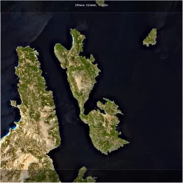 Ithaca Island, Greece, cropped to square. Satellite, June 21, 2024 Stock Illustration