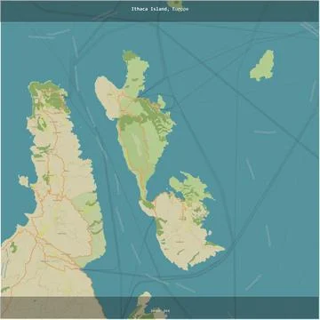 Ithaca Island, Greece, cropped to square. Topo Humanitarian Stock Illustration
