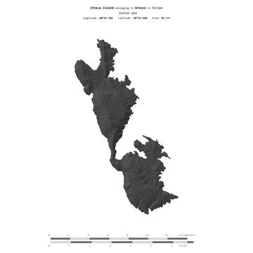 Ithaca Island. Greece. Shape on white. Bilevel Stock Illustration