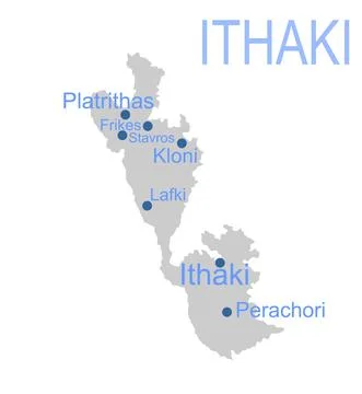 Ithaca island in Greece vector map silhouette Stock Illustration