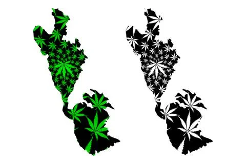 Ithaca - map is designed cannabis leaf Stock Illustration