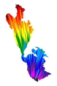 Ithaca - map is designed rainbow abstract colorful pattern, Ithaki or Ithaka Stock Illustration