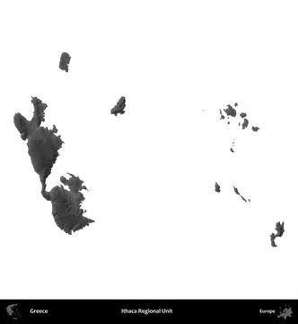 Ithaca Regional Unit, Greece, isolated on white. Grayscale Stock Illustration