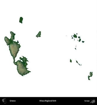 Ithaca Regional Unit, Greece, isolated on white. Physical Stock Illustration
