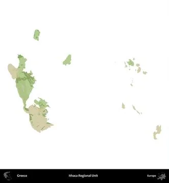 Ithaca Regional Unit, Greece, isolated on white. Topographic Humanitarian Stock Illustration