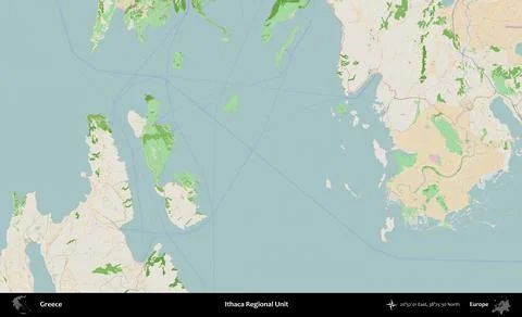 Ithaca Regional Unit, Greece. Topographic French Stock Illustration