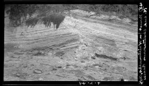 ï»¿Thrust in Waitematas, cliff north end, Chiltonham Beach - 9 February 19 Stock Photos