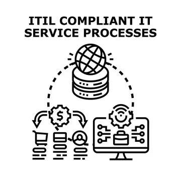 Itil compliant it service processes concept diagram Stock Illustration