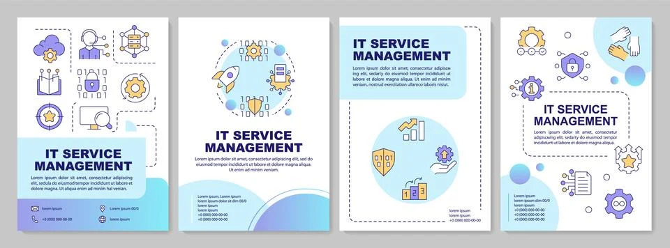 ITIL guiding principles blue gradient brochure layout Stock Illustration