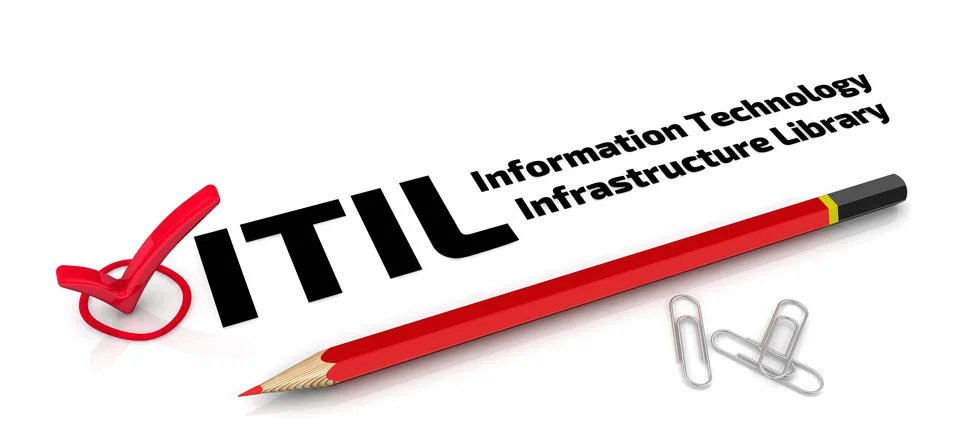 ITIL. Information Technology Infrastructure Library. The check mark Illustrazione stock