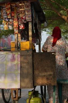 Itinerant coffee trader Foto stock