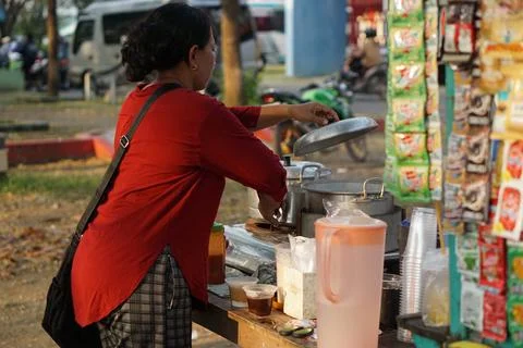 Itinerant coffee trader Foto stock