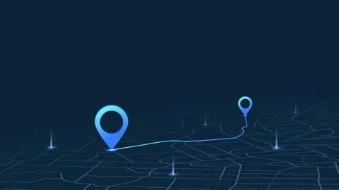 Itinerary on the map to marker. GPS tracking system to navigate, directions to Stock Illustration