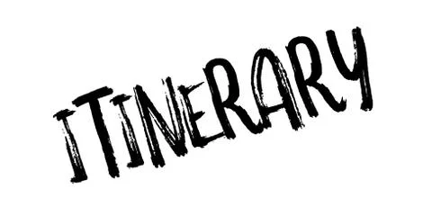 Itinerary rubber stamp Illustrazione stock