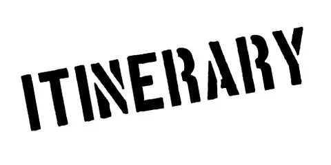 Itinerary rubber stamp Stockillustratie