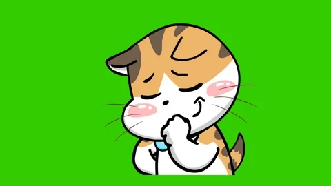 Itle: Animated Cat Coughing with Green Screen Background | Ideal for Video .. Stock Footage 282777927