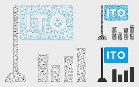 ITO Bar Chart Vector Mesh 2D Model and Triangle Mosaic Icon Stock Illustration