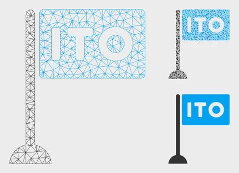 ITO Rectange Flag Vector Mesh Network Model and Triangle Mosaic Icon Illustrazione stock