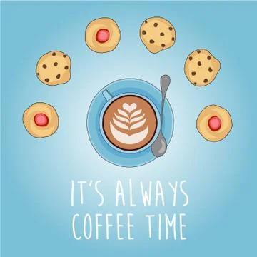 It's always coffee time, hand drawn vector illustration Stock Illustration
