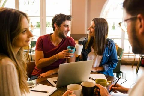 It's always fun studying together Stock Photos