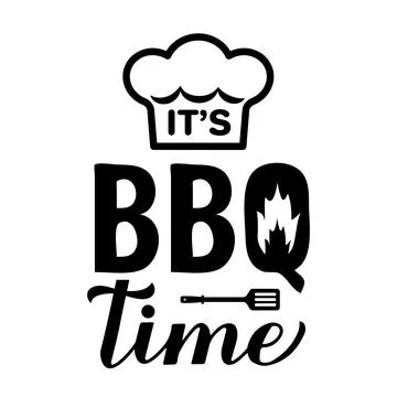Its BBQ time calligraphy hand lettering isolated on white. Funny Grill quot.. Stock Illustration