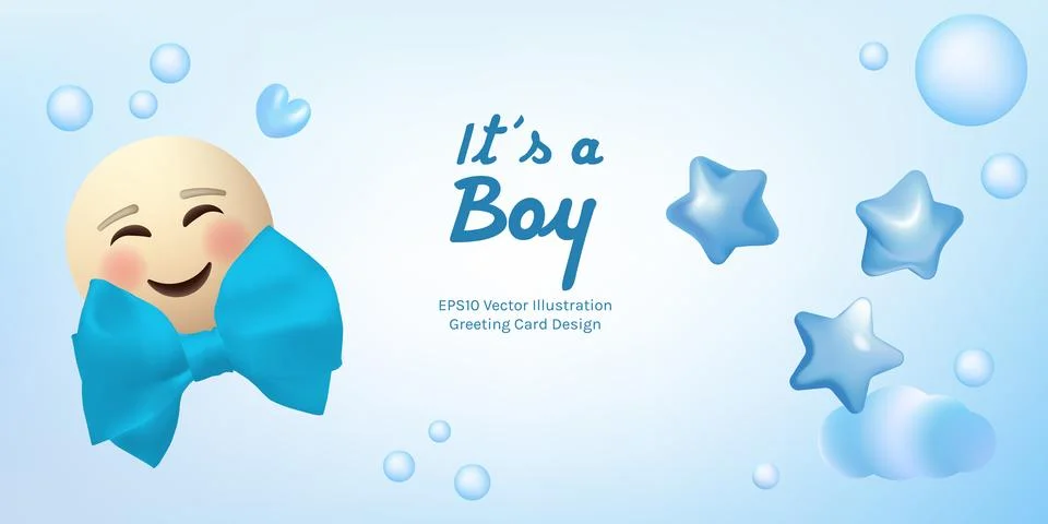 Its a boy vector illustration card template. Stock Illustration