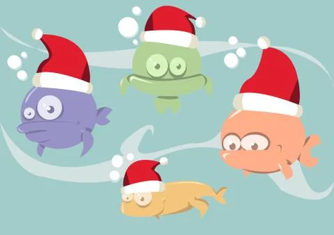 It's christmas into the sea too! Stock Illustration