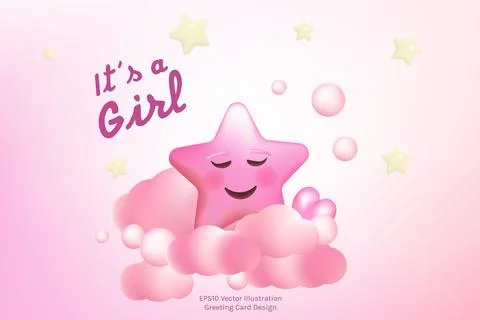Its a girl invitation template vector illustration design. Stock Illustration