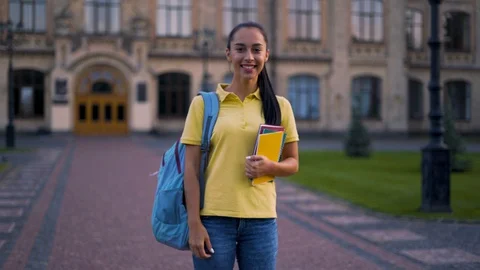It's good! Ok gesture. Young girl university student shows a gesture. close-up Stock Footage 127655342